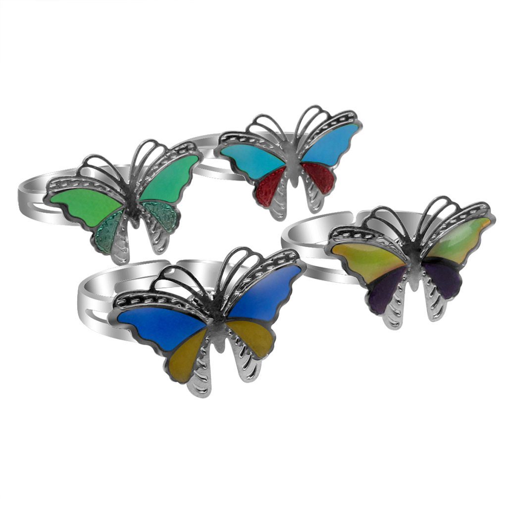 Simple Colorful Butterfly Open Ring display picture 6