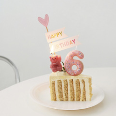 韓国ins誕生日キャンドルいちごドーナツチョコレートクリームクッキーデジタルキャンドル