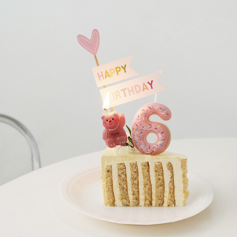 South Korea Ins Birthday Candle Strawberry Donut Chocolate Cream Cookie Digital Candle