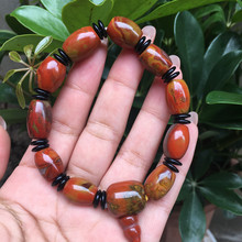 天然 河北宣化 战国红 桶珠 转运珠 手串 手链 男女款 DIY配饰