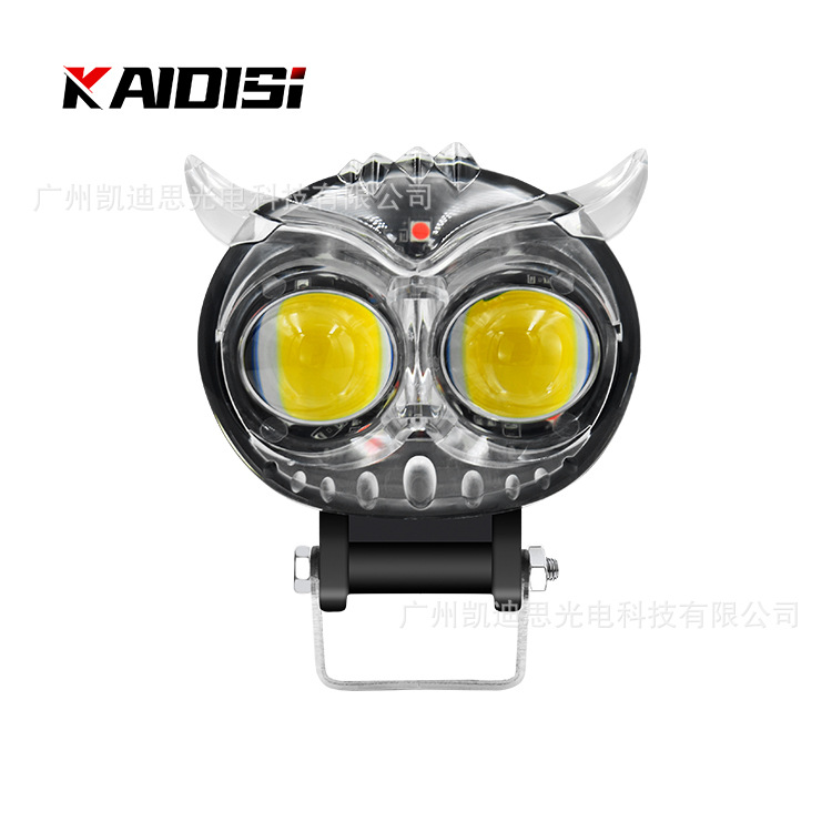 Colorido búho LED proyector motocicleta externa Super brillante faro lejos y cerca de luz blanca amarilla flash LED transfronteriza caliente