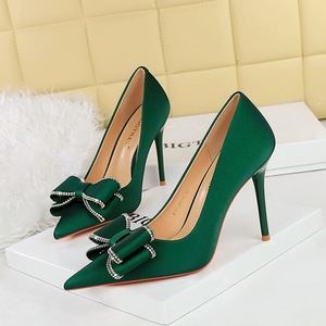 3265-H36 Korean Banquet High Heels Slim Heels Ultra High Heels Women's Shoes Shallow Mouth Pointed Water Diamond Bo