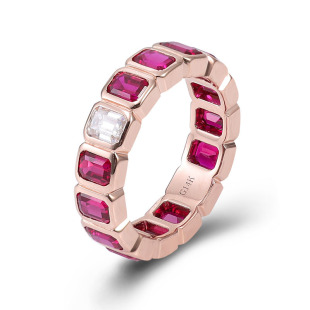 Dark Red Cultured Ruby ​​Ring for Women 18K Rose Gold Jewelry Custom Factory Versatile and Non-Fading Starting from One Piece