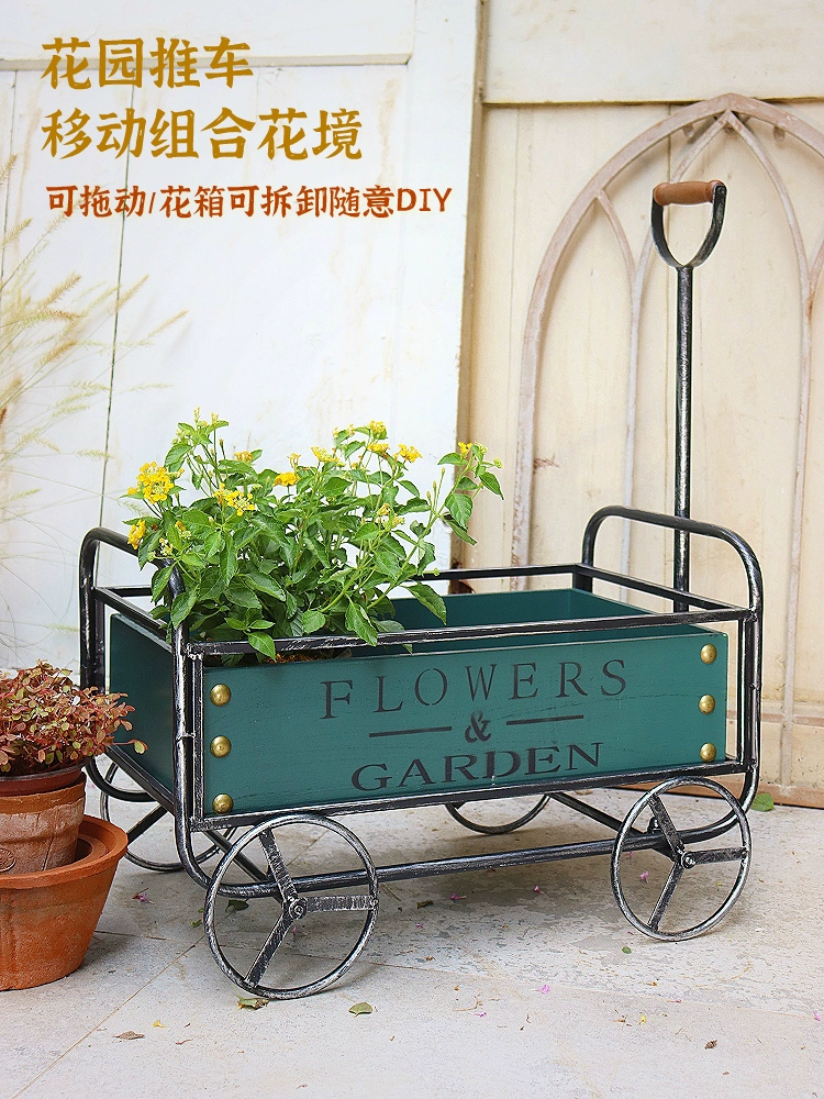 Открытый кованый цветочный подставка для сада балкон ландшафтная тележка креативная декоративная украшение многоплотный цветочный горшок