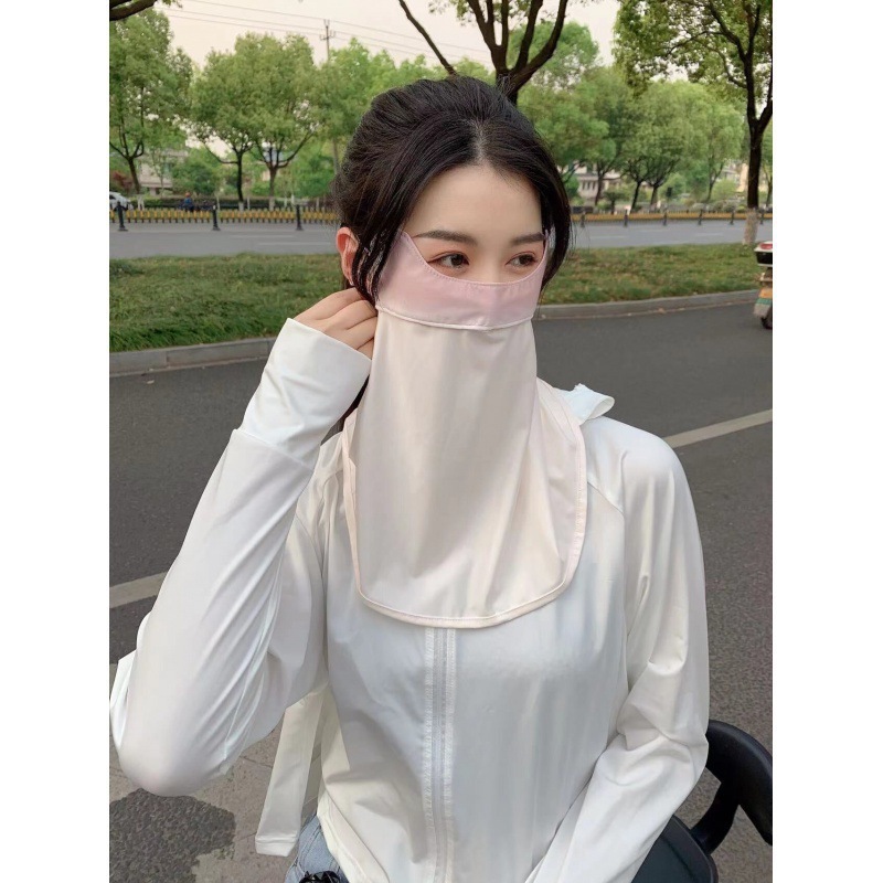 氷糸グラデーション色頬紅日焼け止めマスク女性夏紫外線防止全顔日よけマスク薄手通気フェイスマスク|undefined
