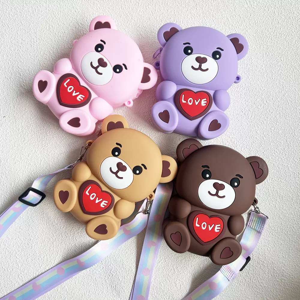 爆款卡通零钱包儿童公仔包硅胶零钱包宝宝斜挎包收纳包厂家直销