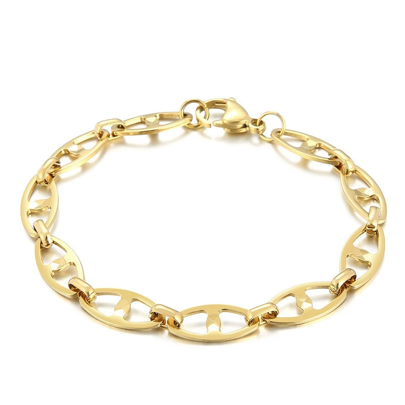 Fashionable brand metal chain stainless steel, bracelet, European style, simple and elegant design