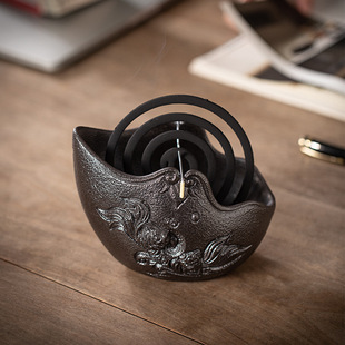 Ceramic Koi Large Mosquito Repellent Incense Burner Fireproof Mosquito Repellent Incense Holder Home Indoor Incense Tray Holder Aromatherapy Burner Ash Box