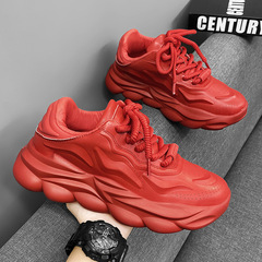 Dad's Shoes Men Cross-border Plus Size New Casual Fashion Men's Shoes Chinese New Year Red Sport Shoes Running Shoes Thick Sole