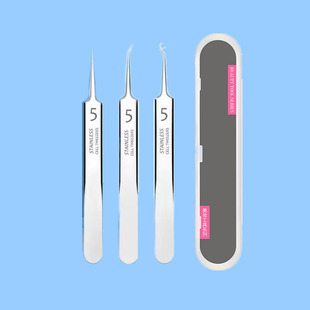 Manufacturers stainless steel acne clip ordinary No. 5 clip to remove blackheads and squeeze acne cell clip beauty tool set in stock