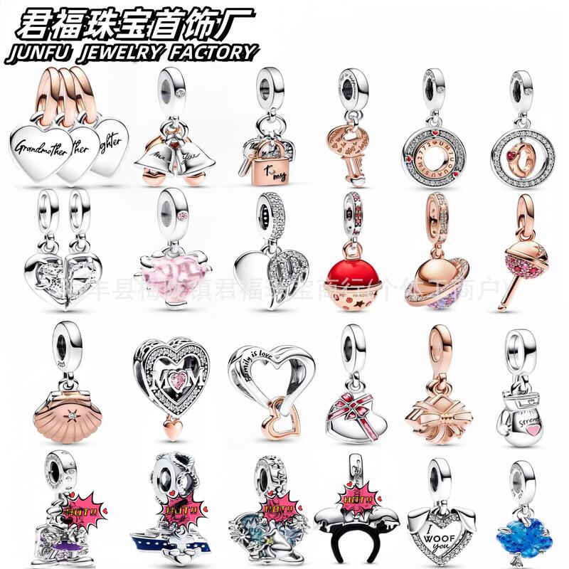 Panjia Dora White Copper Silver-Plated Bracelet Beads DIY Accessories Mother's Day New Heart Boxing Gloves Mickey Pendant