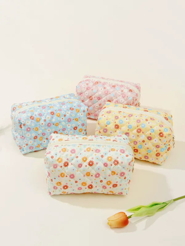 Система хранения, косметичка, милая стеганая organizer bag, (таможенная торговля), цветы