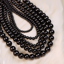 速卖通 法式纯银元宝扣天然7A级黑玛瑙串珠项链 锁骨链打结文