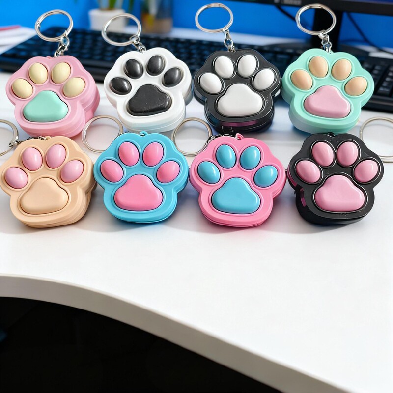 Cartoon Cute Cat Paw Button Decompression Toy Class Boredom Decompression Artifact Keychain Bag Small Pendant Wholesale