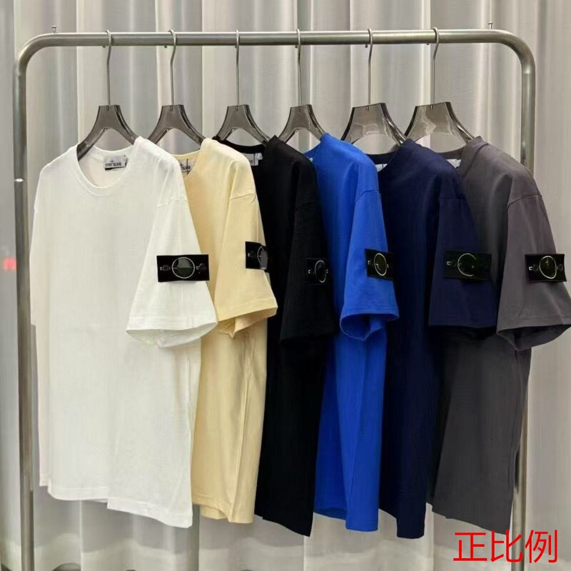 Cross-Border Ston Stone Badge High-Quality Classic Armband Solid Color Casual Pullover Unisex Short-Sleeve T-Shirt Cross-Border Ston Stone Badge High-Quality Classic Armband Solid Color Casual Pullover Unisex Short-Sleeve T-Shirt