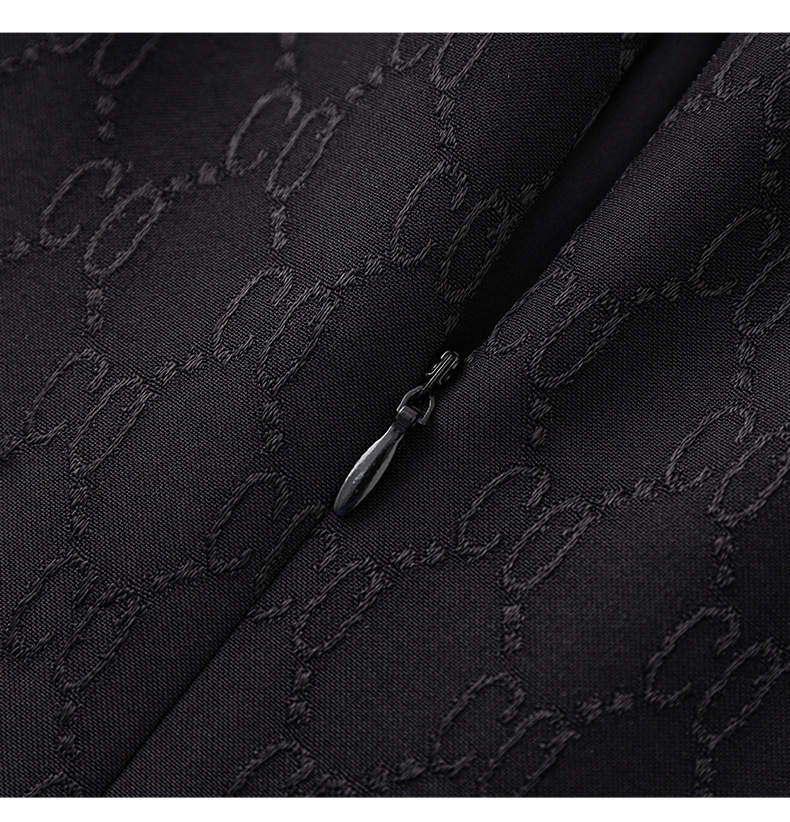 Váy chữ A tay bồng chất liệu jacquard cao cấp tôn dáng — Màu đen chi tiết 20