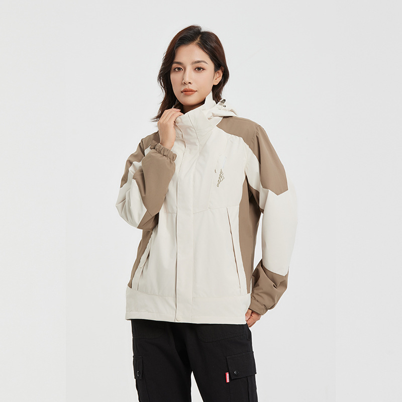 23 New three-in-one jacket for women, detachable and thickened two-piece set for men, warm mountaineering clothing, windproof and waterproof customization