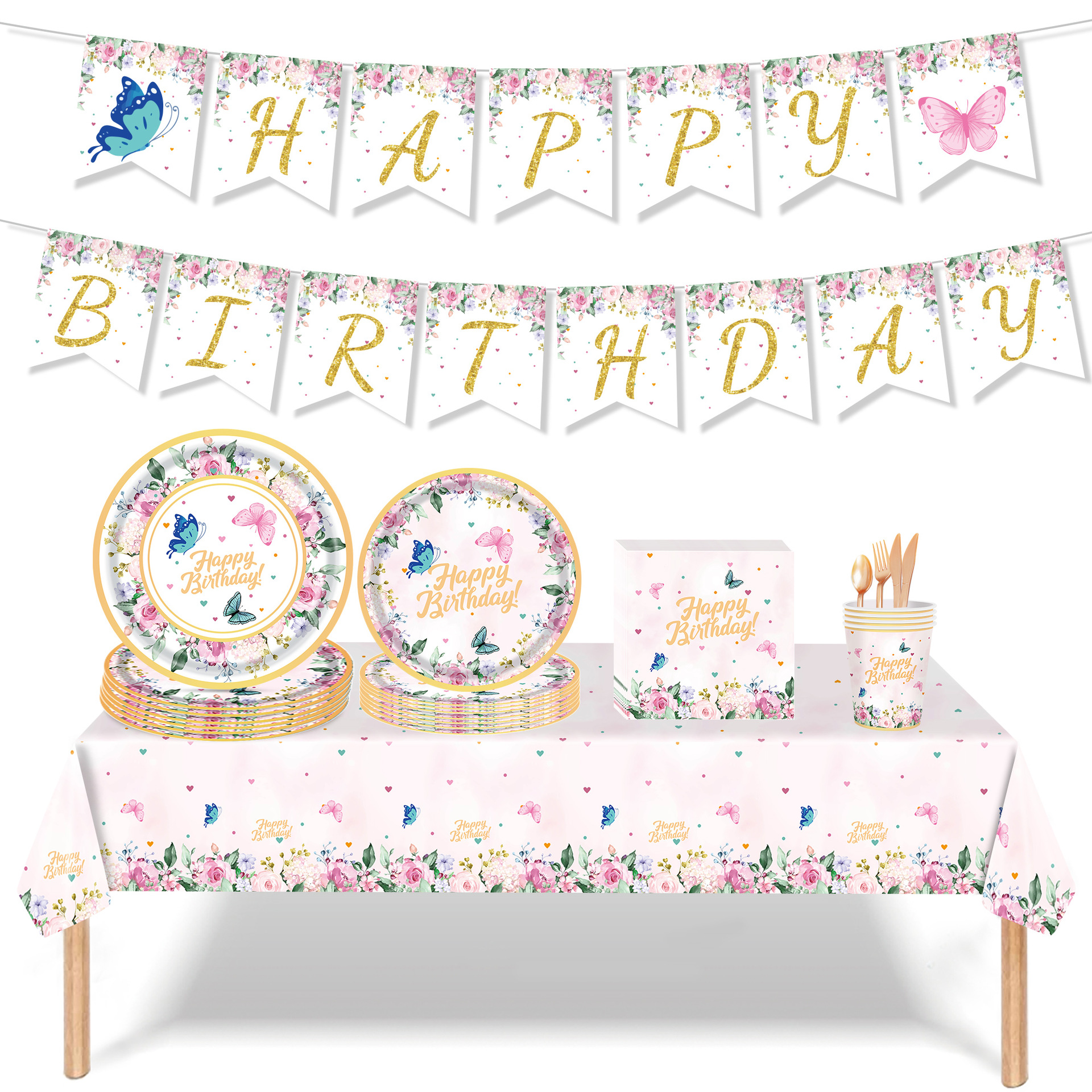 40g Weight Tableware Event & Party Supplies Party Occasion Metal Material Birthday Letter Butterfly Metal Party Tableware