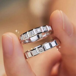 18K Gold Ice Cube Ring Couple Ring Proposal Wedding Ring Square Gold Ring Princess Square White Golden Ring