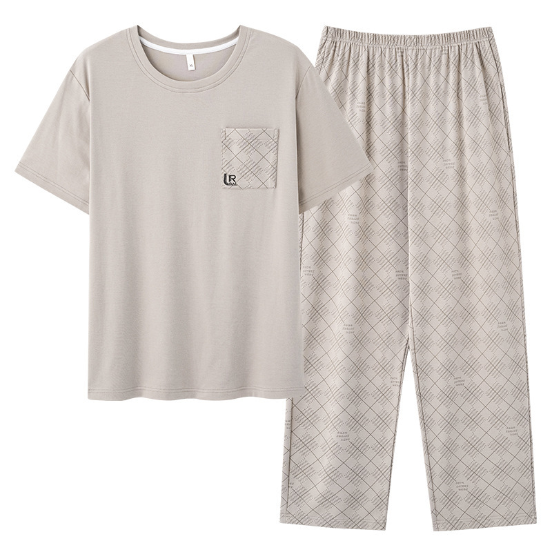 綿100%の男性用パジャマ、夏用の薄手の半袖ズボン、高級スーツ、屋外で着用できる男性用の綿のホーム服|undefined