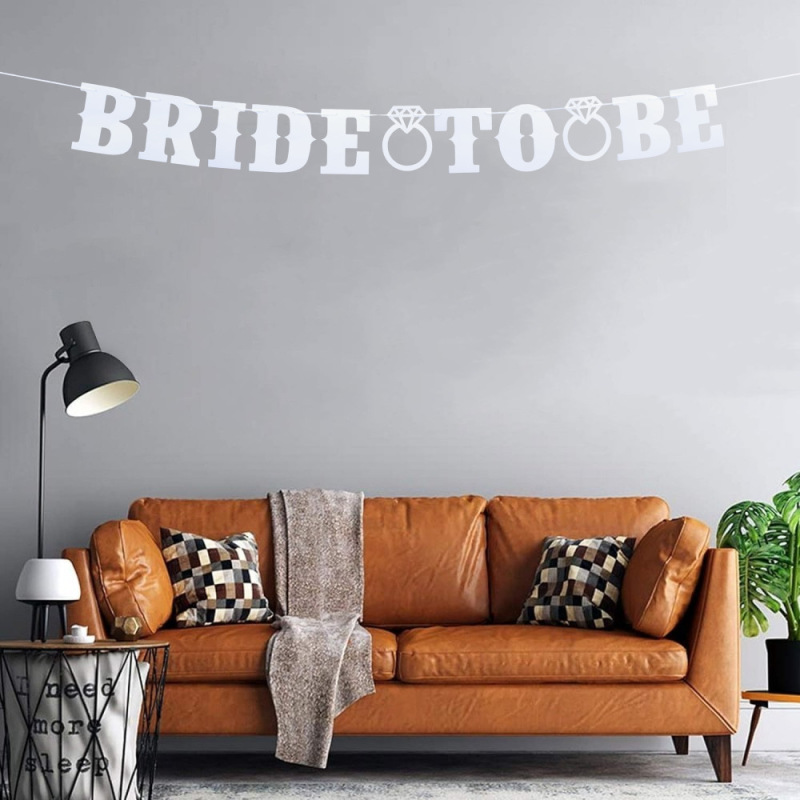 跨境bride to be珠光纸字母拉旗Miss to mis拉花订婚派对装饰横幅|undefined