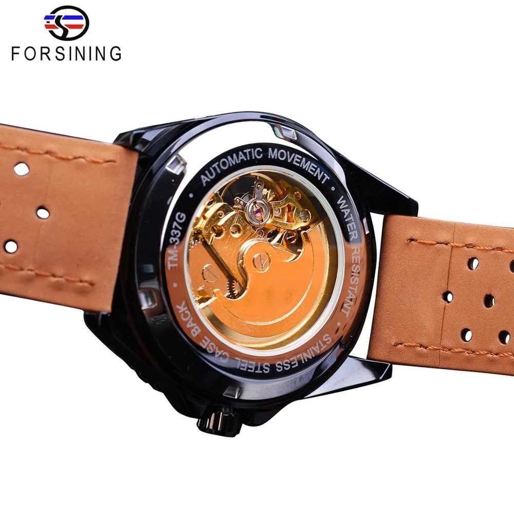Forsining style hollowed out men's automatic mechanical watch casual sports belt watch mechanical_voghion.com