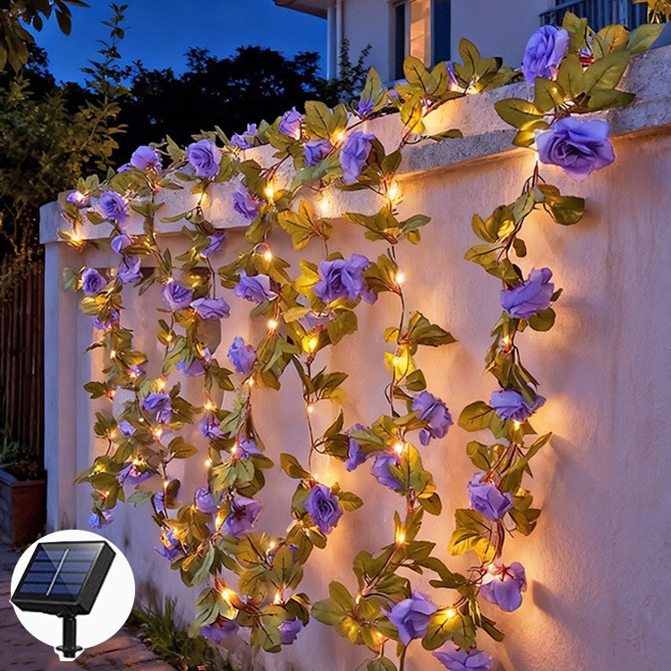 Solar-Powered Blue Rose String Lights for Outdoor Balcony Railings, Fence Decoration Lights, Small Yard Landscaping, and Ambiance Lighting Solar-Powered Blue Rose String Lights for Outdoor Balcony Railings, Fence Decoration Lights, Small Yard Landscaping, and Ambiance Lighting
