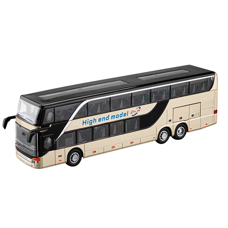 1: 30 modelo de automóvil de aleación de autobús de dos pisos de negocios 5 puertas abiertas modelo de autobús modelo de autobús para niños juguetes