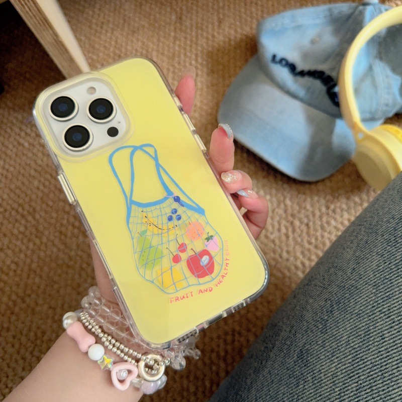 Bolsa de compras de frutas estilo ins para iphone16ProMax nuevo 14/13 Apple 15 funda para teléfono móvil femenino 15PM