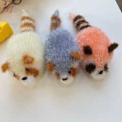 Creative cartoon homemade kitchen red panda raccoon hanging animal three-dimensional dishwashing cloth scouring pad BH072
