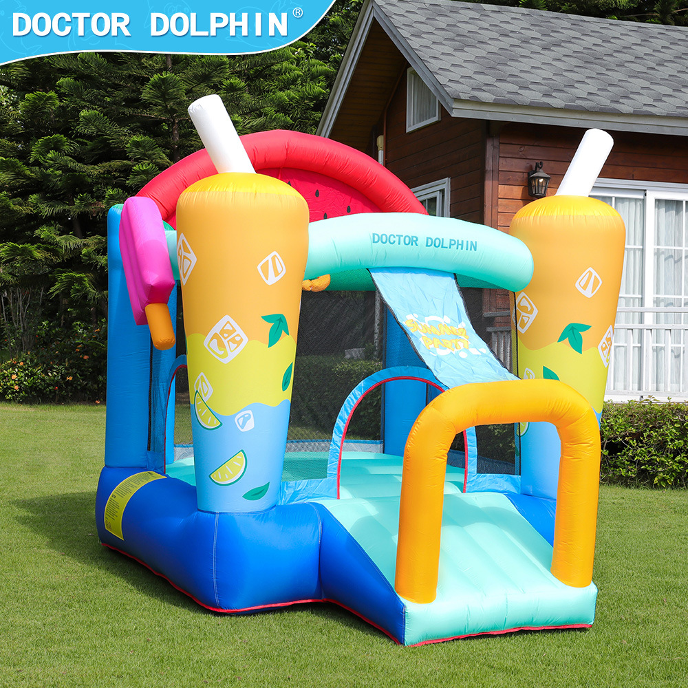 Castillo Inflable Doctor Dolphin para Uso Doméstico, Parque Infantil, Cama Elástica Inflable con Tobogán, Castillo Pequeño de Tela Oxford, Seguro y Duradero
