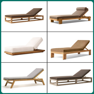 Cross-Border Outdoor Teak Lounge Chair Foshan Factory Villa Swimming Pool Leisure Waterproof Lounge Chair Beach Open-Air Sunbed