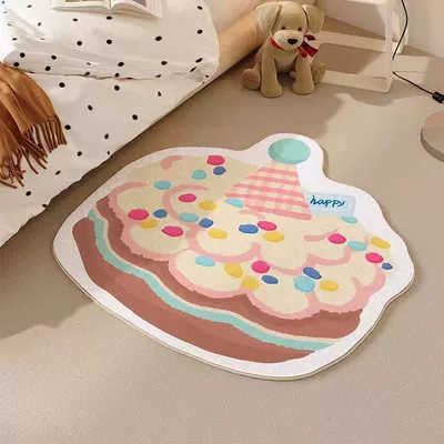 Avtomobil döşəmə paspasları — and Non-Slip, Bedroom Bedside Blanket - colorful-iced-cake-50x50cm-imitation-cashmere-dot-plastic-bottom