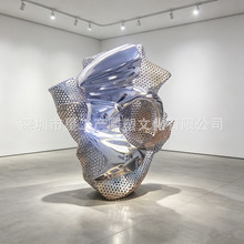 不锈钢镜面镂空抽象雕塑酒店售楼处大堂艺术装置大型金属异形定制