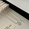Small design necklace for beloved, lock, silver chain for key bag , Japanese and Korean, trend of season