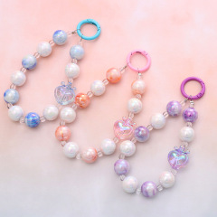 New Mermaid Princess Crown Love Bead Phone Chain Phone Case Pendant Hook Earphone Bag Chain for Women