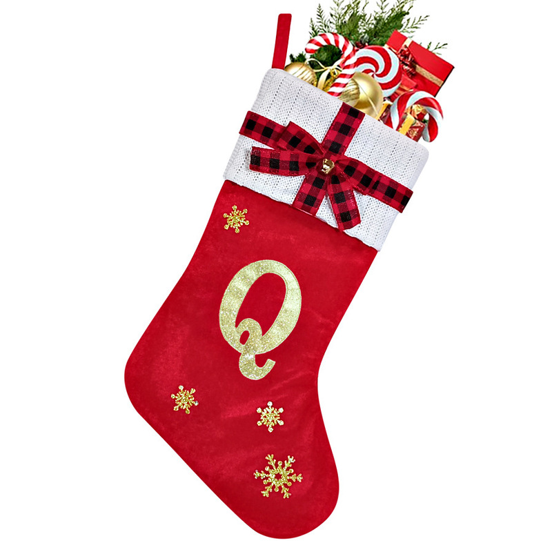 2025 新しいクリスマス装飾レターソックス大赤クリスマス装飾刺繍文字クリスマスソックスギフト|undefined