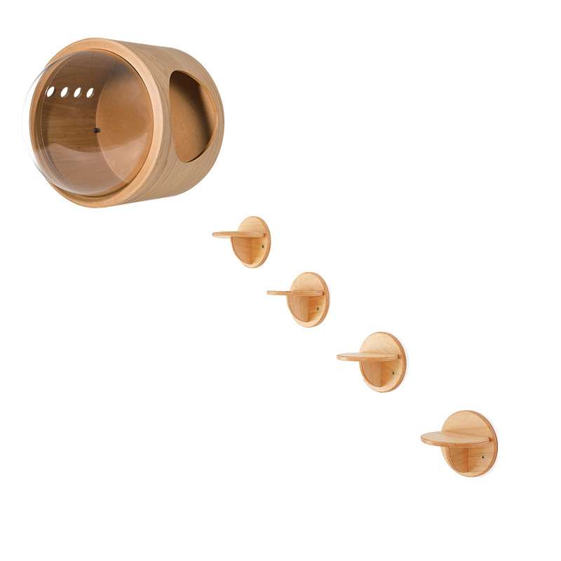 Cápsula montada en la pared nido de gato cubierta transparente de pared completamente cerrada Gato cápsula espacial extraíble nido de gato de madera gato traje de plataforma de salto