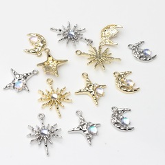 シンプルな合金メッキ星月モザイクジルコンペンダントアクセサリーdiyアクセサリーイヤリングアクセサリー材料