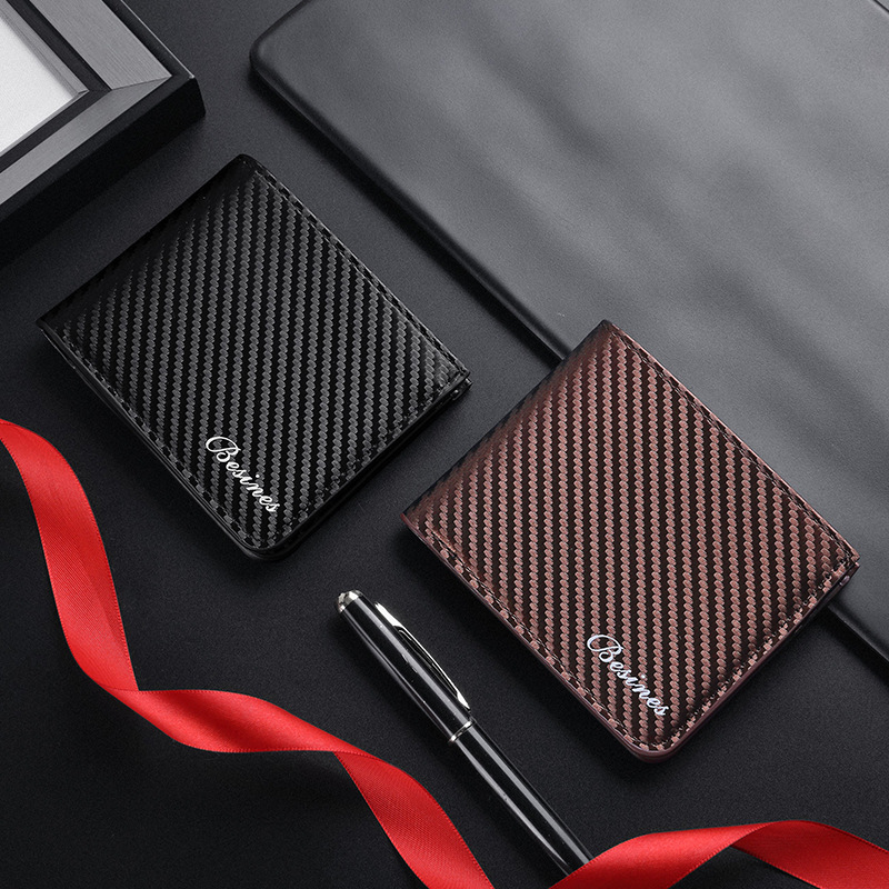 Fábrica al por mayor monedero de hombre nuevo tipo de fibra de carbono multi-tarjeta cremallera bolso de cambio bolso de tarjeta bolso de hombre corto