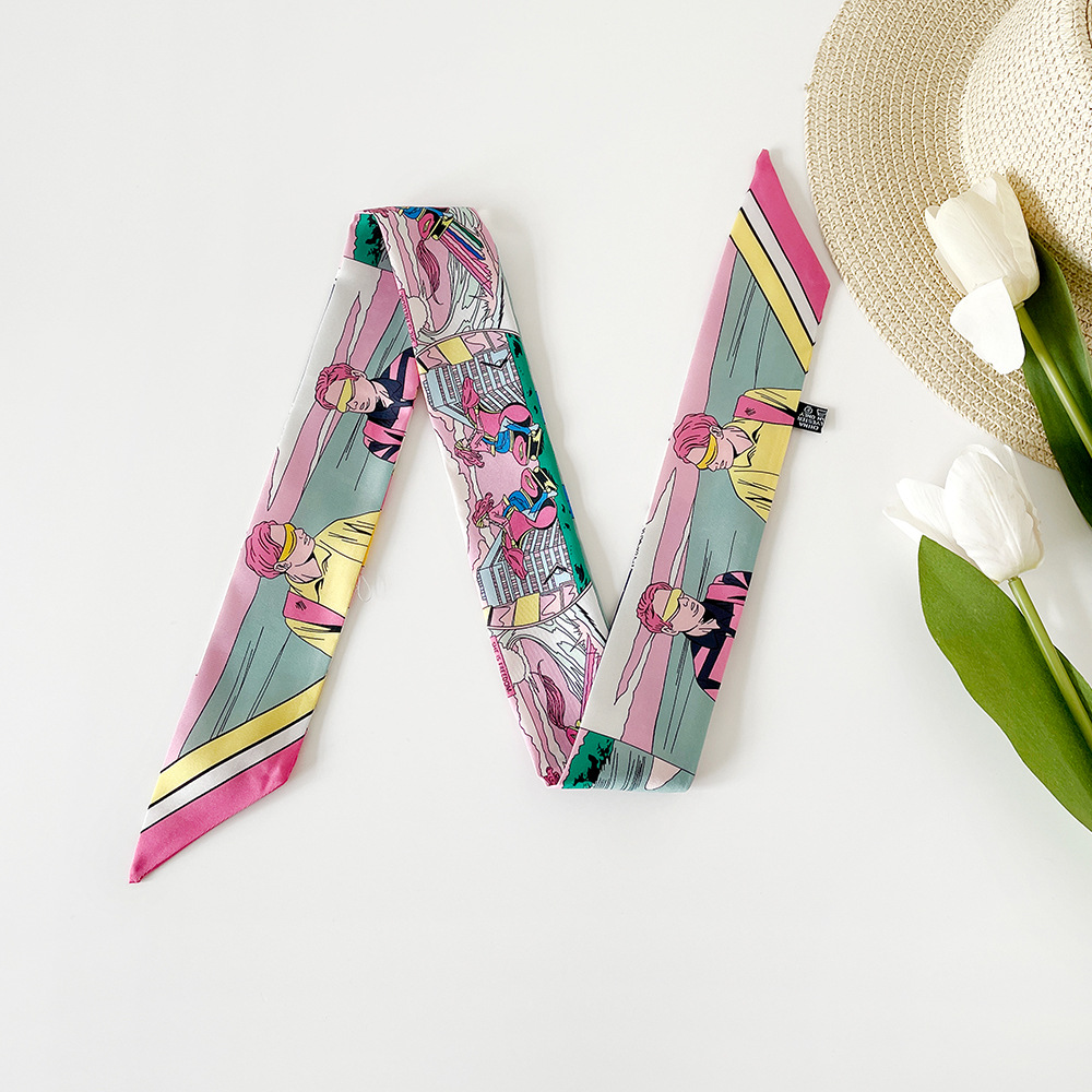 Women's Elegant Retro Printing Bag Satin Silk Scarf display picture 29