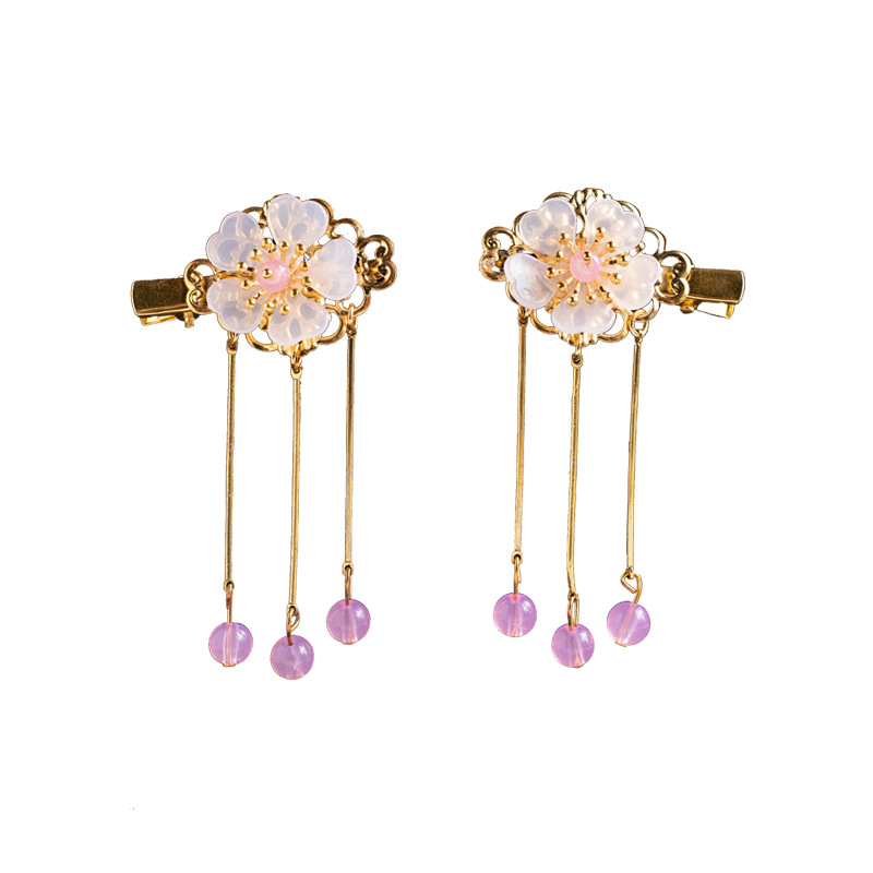 피치 파우더 헤어 액세서리 쌍