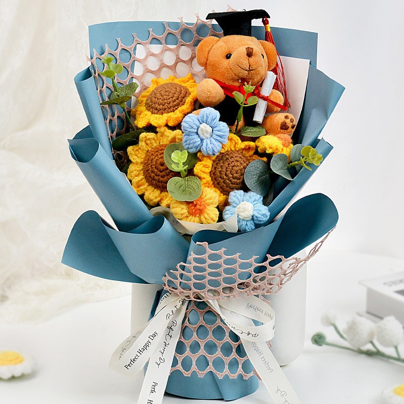 Flor de lana tejida a mano ramo de flores de girasoles flores de punto flor de simulación comercio exterior transfronterizo amazona