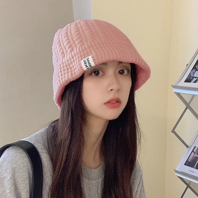 蕾丝花边渔夫帽女秋冬季保暖护耳盆帽时尚韩系显脸小针织毛线帽子|undefined