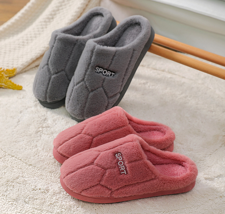 Cotton slippers for women in autumn and winter, non-slip, warm and velvet thick-soled, indoor home, couple confinement plush slippers for men