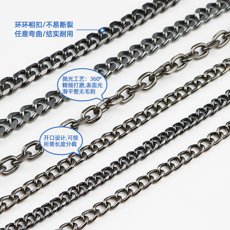 现货包包链条 服装辅料DIY不易褪色氧化饰品铜链铁链铝链多面磨链|undefined