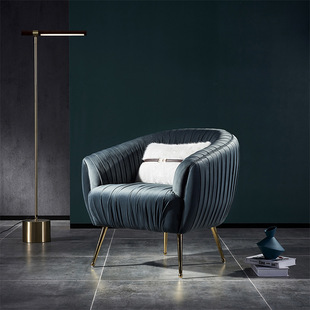 Modern Minimalist Leisure Chair, Light Luxury Designer Pleated Striped Fabric Sofa, High-End Hotel Club Single Sofa