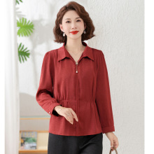 中年妈妈小衫春秋长袖上衣2025新款减龄洋气中老年女春夏时尚套装