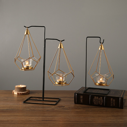 Light luxury hanging basket candle holder Nordic home Western restaurant ornaments romantic candlelight dinner atmosphere decoration props
