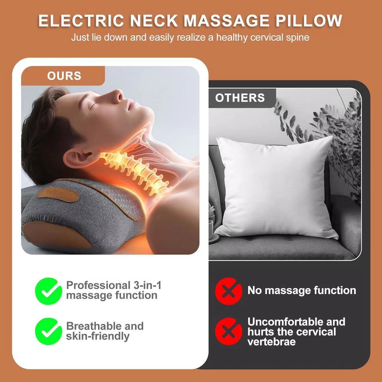 Cervical pillow with heating and massage function